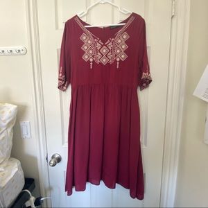 Maroon Midi Dress